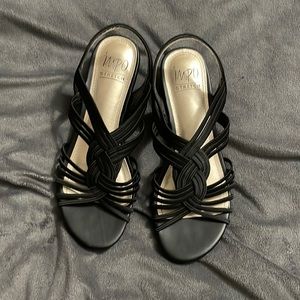 Impo Black Stretch Elastic/Satin Sandals